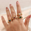 Thin Ring Band Texture Engraved Small Square Cubic Zirconia Stone Ring Black White Green Red Gemstone Ring - Image 17