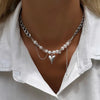 Crystal Heart Pendant Choker Necklace with Tassel Drop - Image 4