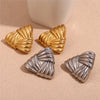 Golden Color Texture Weave Geometric Stud Earrings for Women Flat Square Triangle Stainless Steel Earring Party Jewelry - Image 1