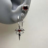 Punk Red Zircon Heart Wings Drop Earrings for Women Men Sweet Cool Metal Crystal Cross Piercing Earrings Y2K Jewelry Accessories - Image 1