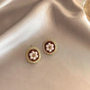 Vintage Dripping Oil Wine Red Retro Stud Earrings For Women Korean Pearl Flower Heart Shape Geometric Earring High Sense Jewelry - Image 7