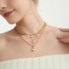 Heart Water Drop and Oval Stone Pendant Necklace in Gold Tone - Image 2