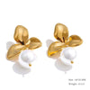 Imitation Pearls Drop Stainless Steel Golden Korean Hoop Earrings Charms Jewelry Gift - Image 33