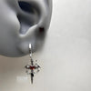 Dark Goth Style Demon Wings Tassel Chain Cross-shaped Hoop Earrings Red Zircon Snowflake Stud Earrings Men Women's Punk Jewelry - Image 4