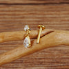 Titanium 16G Teardrop Dangle CZ Labret Stud Waterdrop Tragus Cartilage Earring Flatback Helix Piercing - Image 4