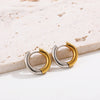 Punk Two Colors Stainless Steel Round Ring Huggies Earrings for Women Gold Plated Circle Hoop Ear Buckles Classic Jewelry - Image 4