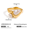 Ars Gold Plated Ring Stainless Steel Ring Double Water Drop Zircon Rings for Women Dainty Everyday Finger Rings - Image 12