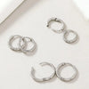 Stainless Steel Hoop Earrings Set Of 6 Simple Geometric Circle Design Chic Minimalist Style For Daily And Vacation - Image 5