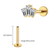 Titanium 16G Triple Baguette CZ Crown Monroe Labret Stud Cartilage Helix Conch Stud Earlobe Piercing - Image 12