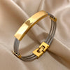 Greatera Stainless Steel Bent Wire Bracelet Three-colour Creative Design Bangle For Women Men Triple Wire Braided Twine Bracelet - Image 2
