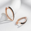 Rose Gold Color Black Enamel Drop Earrings For Women Girl Wedding Party Zircon Eardrop Jewelry - Image 6