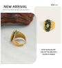 Yachan Stainless Steel Wide Rings For Women Gold Plated Tap Metal Texture Stone Wide Ring Jewelry Gift - Image 12