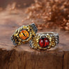 Thai Silver Mens Rings Vintage Punk Style Hip Hop Pythons Snake Eye Unique Crafts Red Ring Opening Adjustable Jewelry - Image 2
