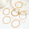 6Pcs Simple Punk Chunky Chain Bracelet Set Metal Link Chain Combo, Ensemble With Rope, Snake,Twisted Designs Bracelet Jewelry - Image 4