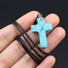 Charm Natural Semiprecious Stone Cross Shape Crystal Tiger Eye Agate Pendant Necklace Jewelry Gift for Women 25x18mm - Image 43