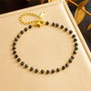316L Stainless Concise Steel Black Glass Stone Necklace Bracelet Suit For Womens TrendNon-fading jewelry Set - Image 7