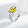 Men's Silver Ring, Oval Cut Gemstone Ring, Adjustable Cubic Zirconia Ring, Hip Hop Statement Jewelry Gift - Image 7