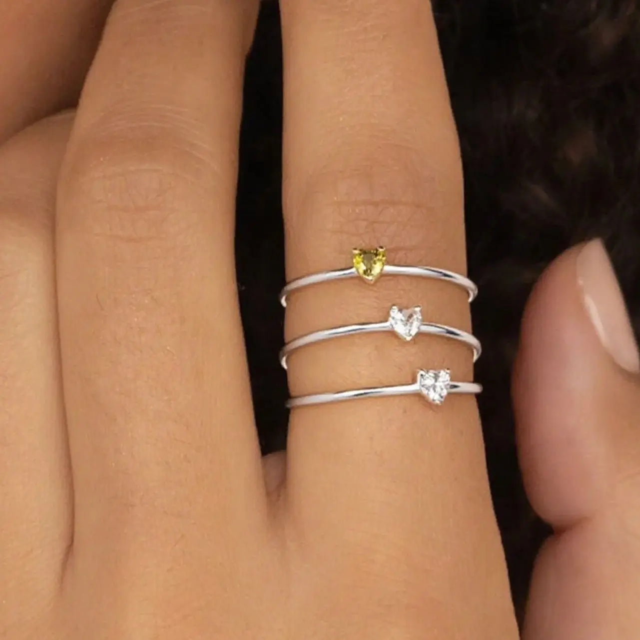 Zircon Heart Birthstone Rings For Women Stainless Steel Gold Color Birthstone Ring Aesthetic Wedding Jewelry Gift - Image 1