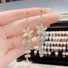 Crystal Flower Tassel Drop Earrings for Women Shiny Zircon Opal Long Dangle Earrings Girls Party Wedding Jewelry Gift - Image 5