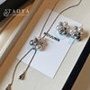 White Ggray Flower Pearl Earrings Necklace Accessory For Women's Girl’s Light Adjustable Necklace Set Jewelry - Image 1
