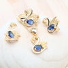 Blue Zircon Silver Jewelry Sets Bridal Gold Color Wedding For Women Earrings Rings Pendant Necklace Stone Bracelets Set - Image 3