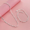 Silver set 4MM Chain for Men Women Bracelet Necklace Jewelry Lady Christma Gifts Charms Wedding - Image 1