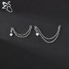 ZS 20G 2Pcs/lot Heart Moon Double Layer Chain Stainless steel Ear Chain Moon Spike Crystal Ear Stud Cartilage Earrings Jewelry - Image 5