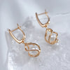 Rose Gold Drop Earrings for Women Unique Geometric Hollow Pearl Bridal Earrings Wedding Jewelry - Image 4