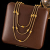 316L Stainless Steel Multilayer Wearing Chain Necklace Bracelet Set For Women Gold Color Jewelry - Image 12