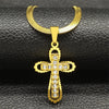 Vintage Shiny Zircon Jesus Cross Religious Amulet Necklace Women Stainless Steel Clavicle Snake Chain Choker Necklaces Jewelry - Image 9