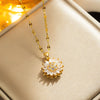 Rotatable Sunflower Necklaces For Women Jewelry Accessories Chain Choker - Image 3