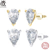 Silver Stud Earrings with Water Drop Cut Zirconia Stone, Elegant and Timeless Jewelry for Women - Image 1