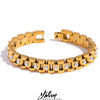 18cm Stainless Steel Imitation Pearls Pvd Gold Plated Thick Cuban Chain Charm Bangle Bracelet Jewelry Wome - Image 1