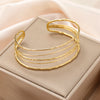Boho Arm Bracelet for Women Stainless Steel Gold Color Minimalist Open Bangle Jewelry Birthday Gift - Image 7