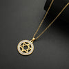 Star of David Stainless Steel Vintage Necklace Clear Zircon Round Pendant Necklaces Jewelry Wedding Gift for Women Men - Image 5