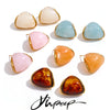 Resin Acrylic Triangle Y2K Earrings Golden Stainless Steel Charm Jewelry Amber Orange White Pink - Image 1