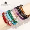 JD Stone Tiger Eye Amethyst Rectangle Bar Charm Bracelet Women Men Stone Powder Crystal Rough Chakra Jewelry - Image 1