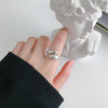 Double Opening Ring Glossy Feather Design Ring Stainless Steel Women's Jewelry - Image 3