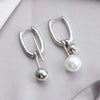 Metal Pearl U-Shaped Drop Earrings for Women Minimalist Silver Color Asymmetric Square Ear Buckle Jewelry Party Gifts - Image 1