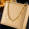 316L Stainless Steel Star Pentagram Zircon Pendant Necklace Bracelets For Women Girl Choker Jewelry Set - Image 3
