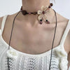 Retro Flower Beaded Necklace Chinese Style Wood Bead Weaving Long Braided Rope Clavicle Chain Women's Neck Chain - Image 2