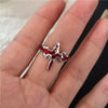 Goth Punk Retro Red Crystal Love Heart Cross Geometry Irregular Open Ring Set Y2K Halloween Accessories For Women Kpop Jewelry - Image 3