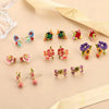 Colorful Enamel Flower Stud Earrings for Women Elegant Floral Petal Crystal Drop Earrings Jewelry Gift for Her - Image 1