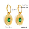 Green White Color Crystal Zircon Hoop Earrings For Women Stainless Steel Heart Square Leaf Shape Pendant Earring Gifts - Image 21