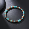 Coconut Wood Bead Stretch Bracelet with Blue and Multicolor Accents - Image 11
