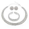 Light Double Layer Choker Necklace for Women Full Rhinestone Cuff Bracelet Stud Earring Braidal Wedding Party Jewelry Set - Image 6