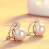 Korean Style Piercing Stud Earrings Women Graceful Simulated Pearl Jewelry for Engagement Shiny CZ Accessories - Image 2