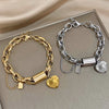 Heart Detail Necklace or Bangle in Two-Tone Stainless Steel Style - Image 3