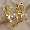 316L Stainless Steel Hollow Oval Chain Cuff Bracelet Bangle For Women Men Simple Gold Plated Stackable Jewelry - Image 1