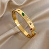 Irregular Colorful Zircon Cuff Bangle for Women Stylish Gold Plated Stainless Steel Smooth Wrist Bracelets Jewelry - Image 9
